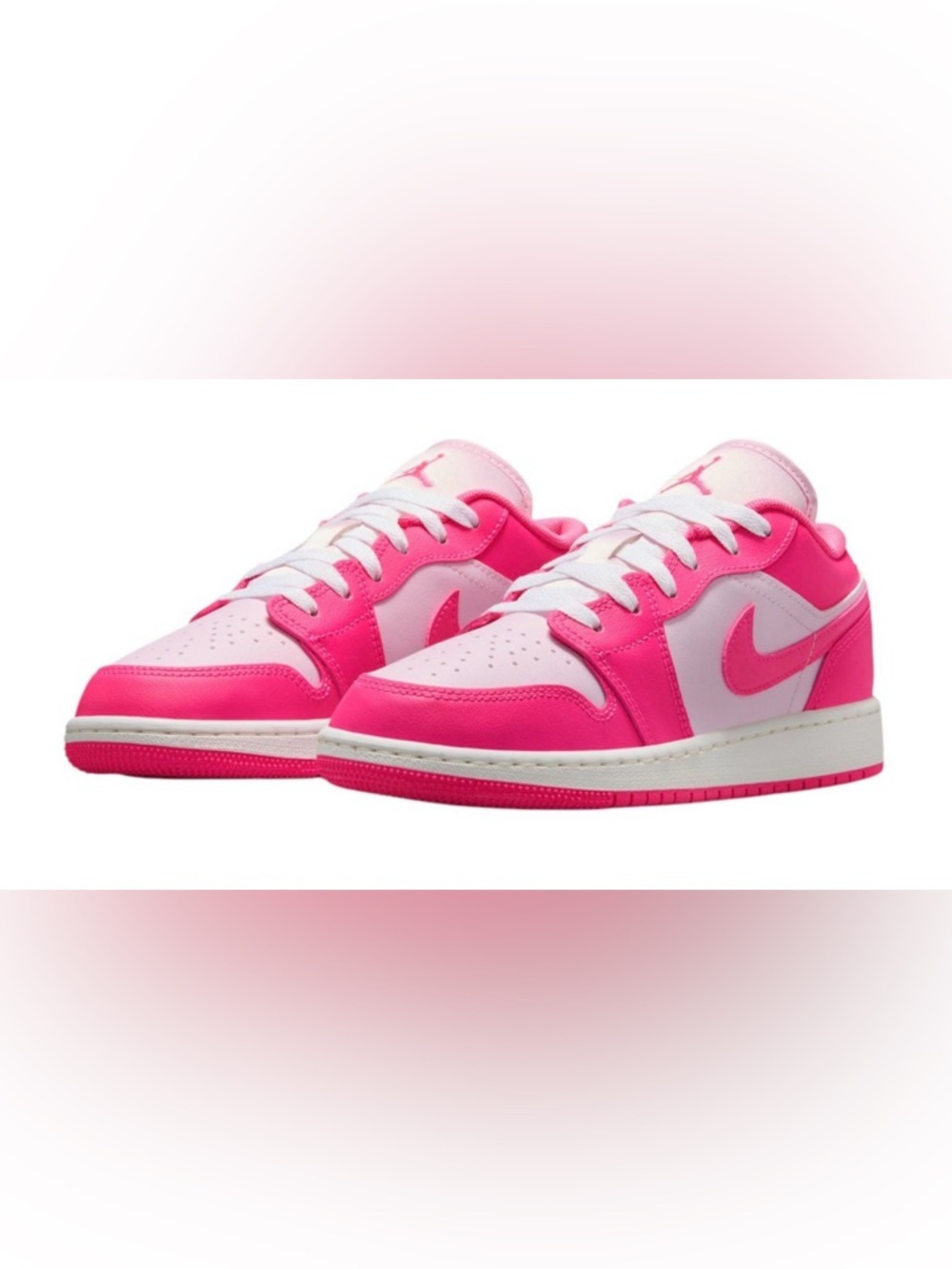 Nike Air Jordan 1 Low Kids Pink and Light Pink Low-Top Sneakers